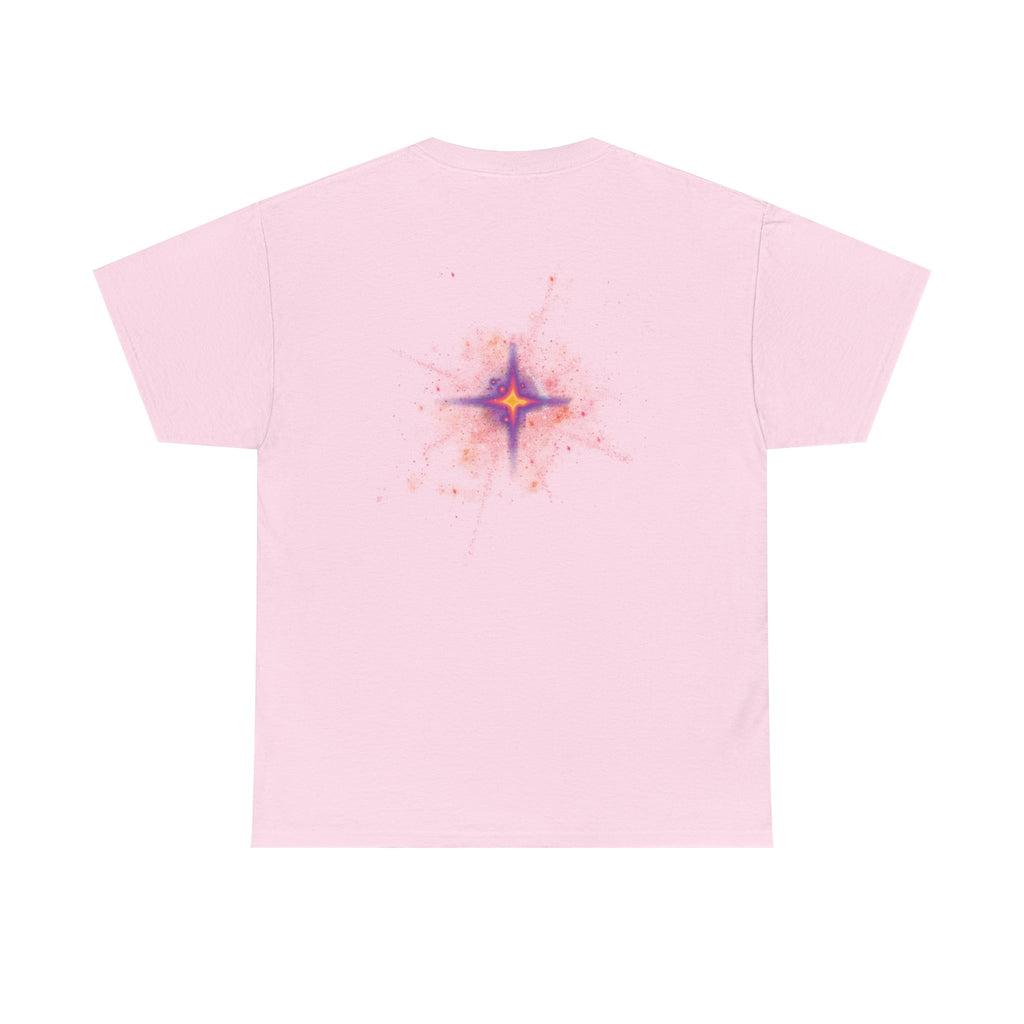 Rednova Star Tee — White Graphic T-Shirt with Retro Logo & Backburst Design