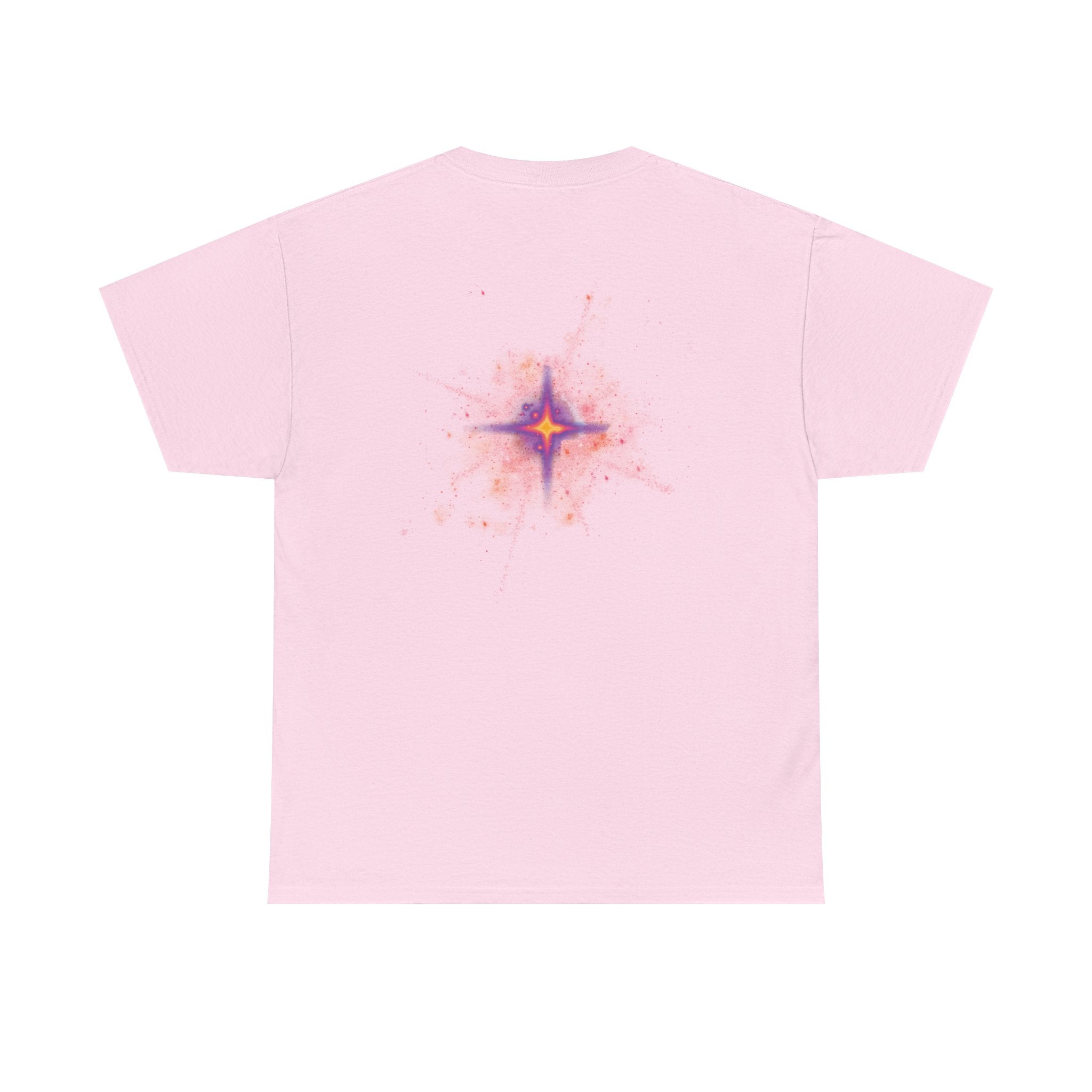 Rednova Star Tee — White Graphic T-Shirt with Retro Logo & Backburst Design