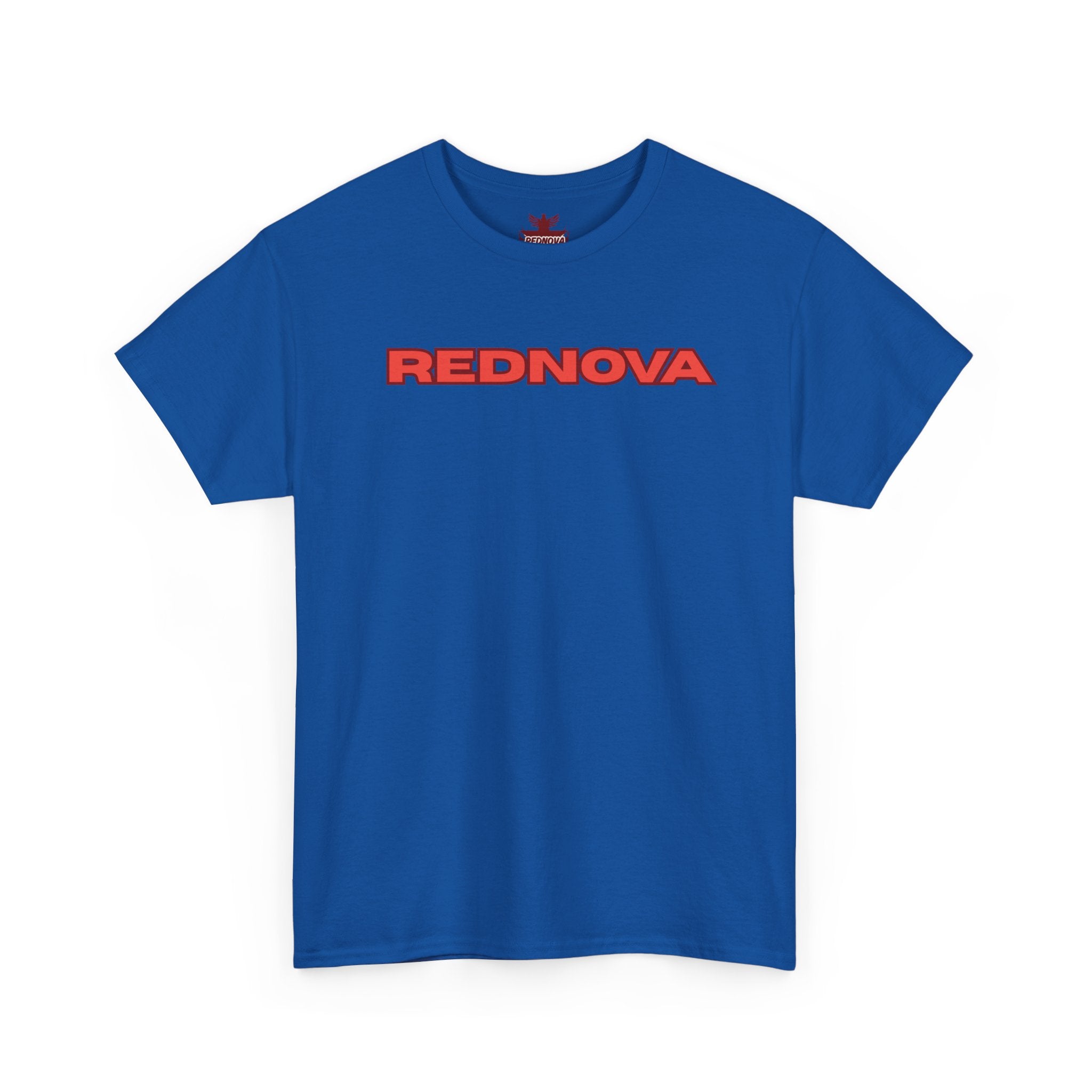 Rednova Star Tee — White Graphic T-Shirt with Retro Logo & Backburst Design