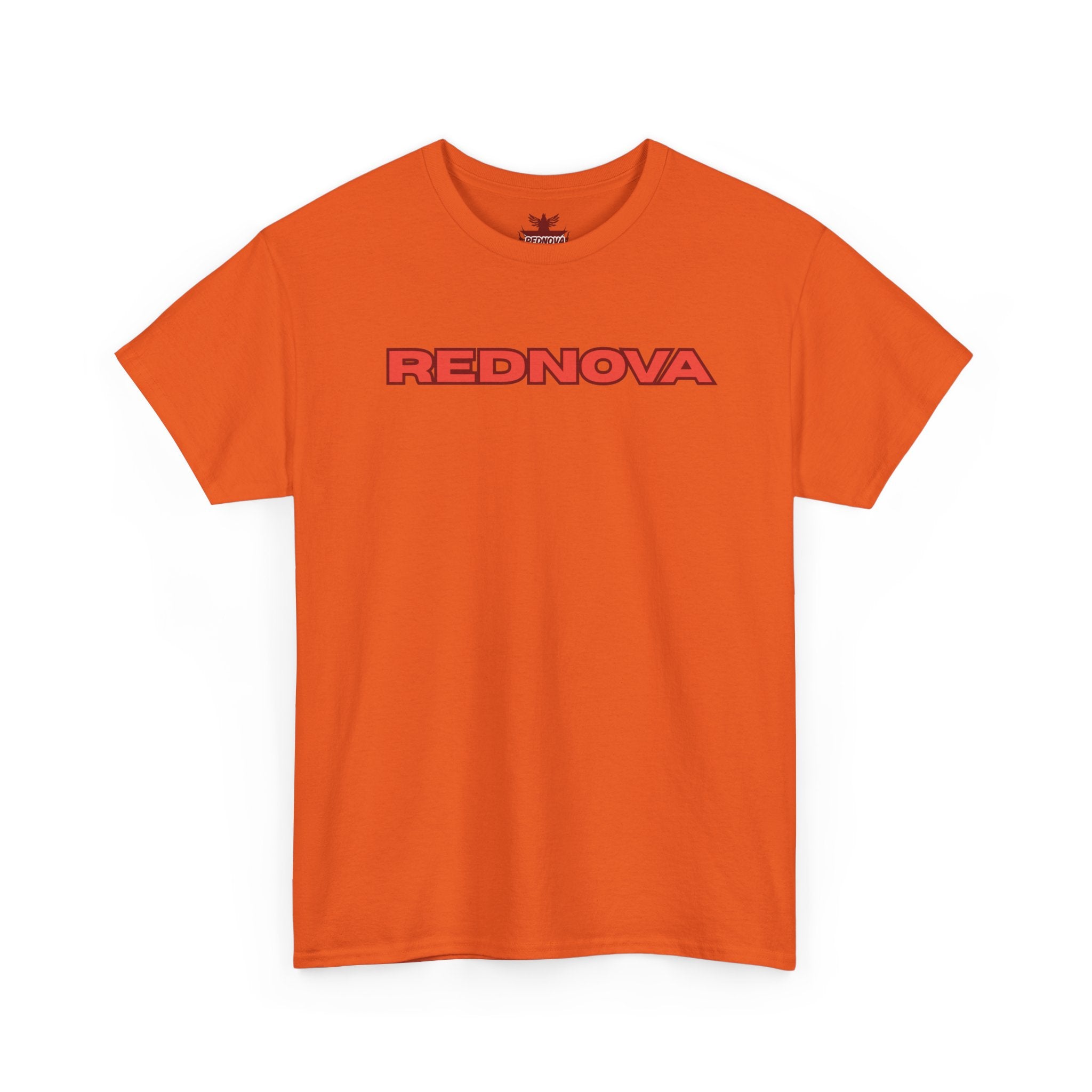 Rednova Star Tee — White Graphic T-Shirt with Retro Logo & Backburst Design