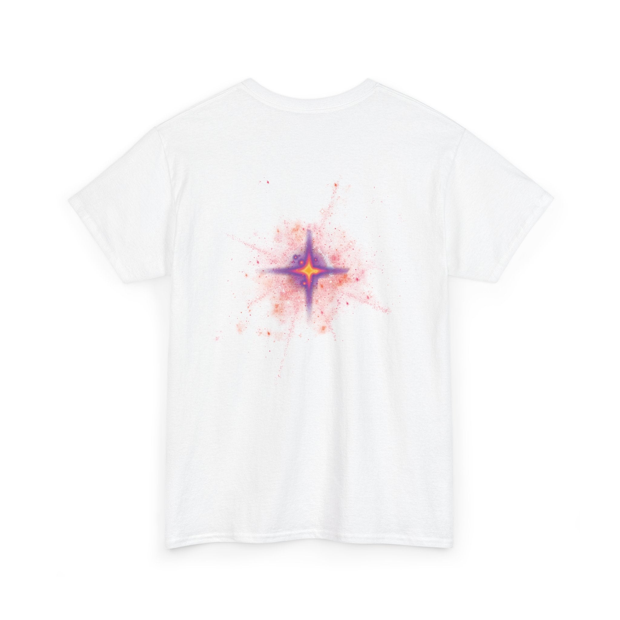 Rednova Star Tee — White Graphic T-Shirt with Retro Logo & Backburst Design