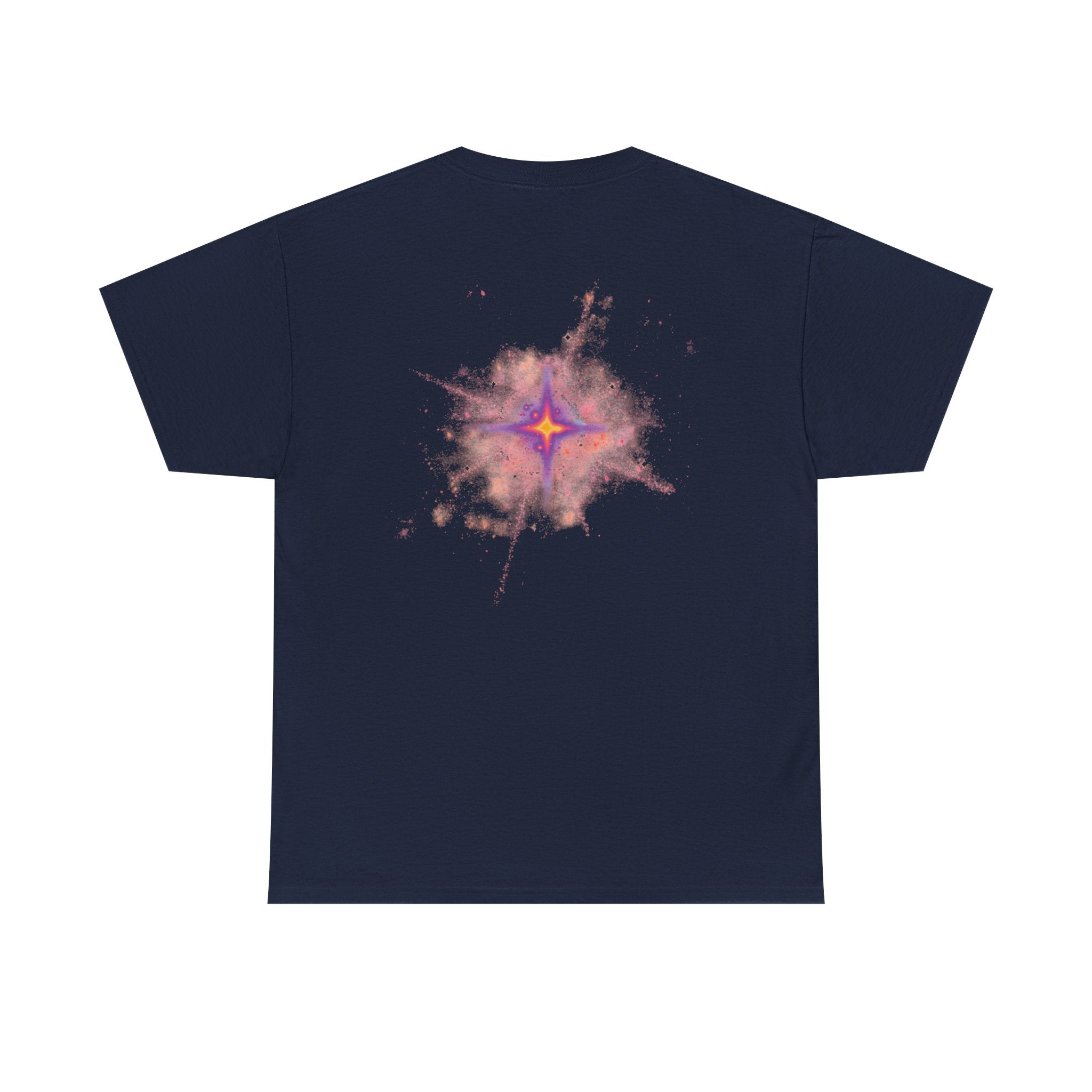 Rednova Star Tee — White Graphic T-Shirt with Retro Logo & Backburst Design