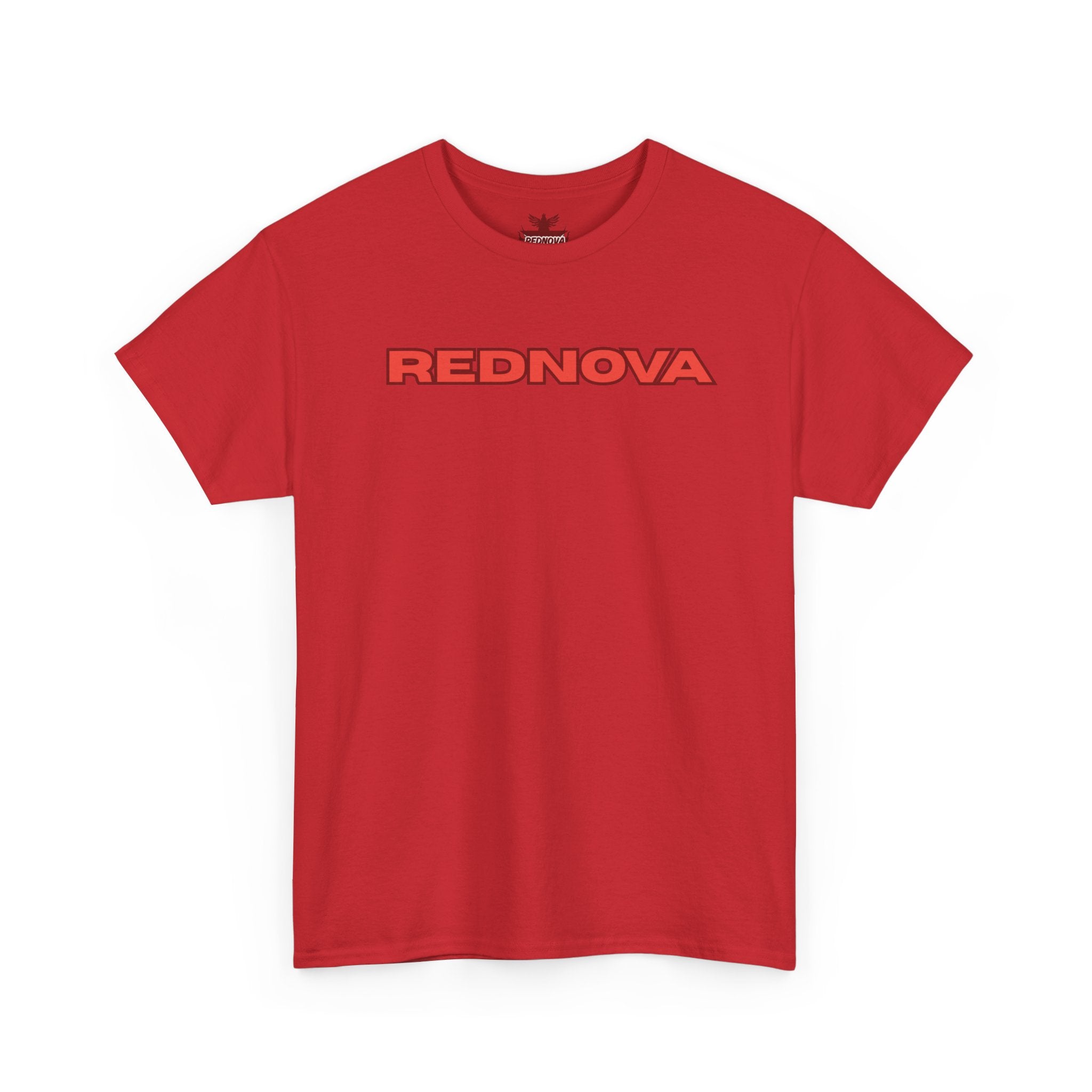 Rednova Star Tee — White Graphic T-Shirt with Retro Logo & Backburst Design