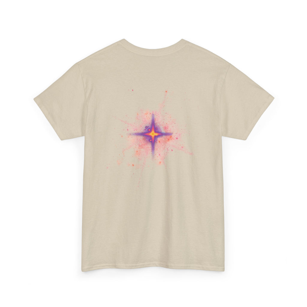 Rednova Star Tee — White Graphic T-Shirt with Retro Logo & Backburst Design