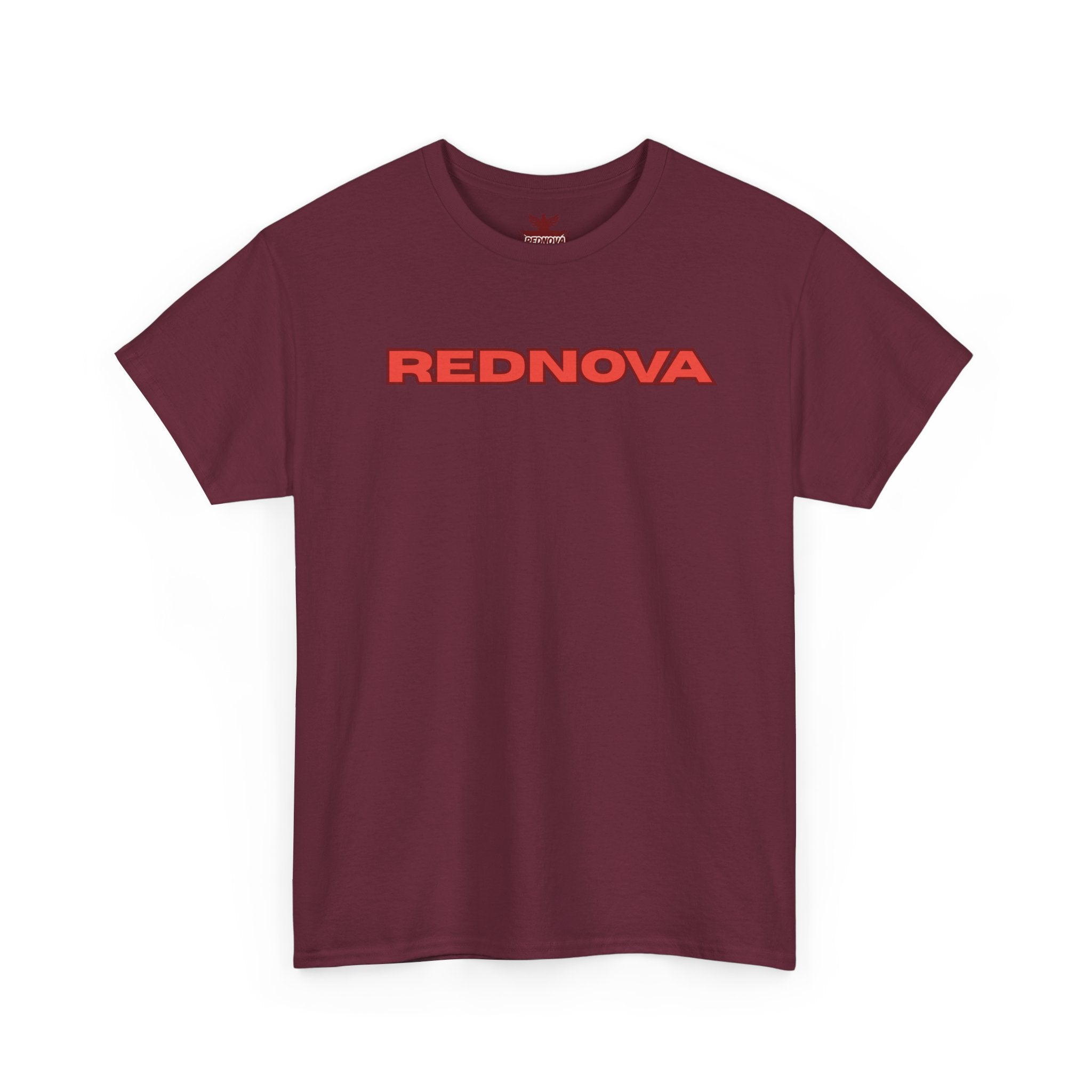 Rednova Star Tee — White Graphic T-Shirt with Retro Logo & Backburst Design