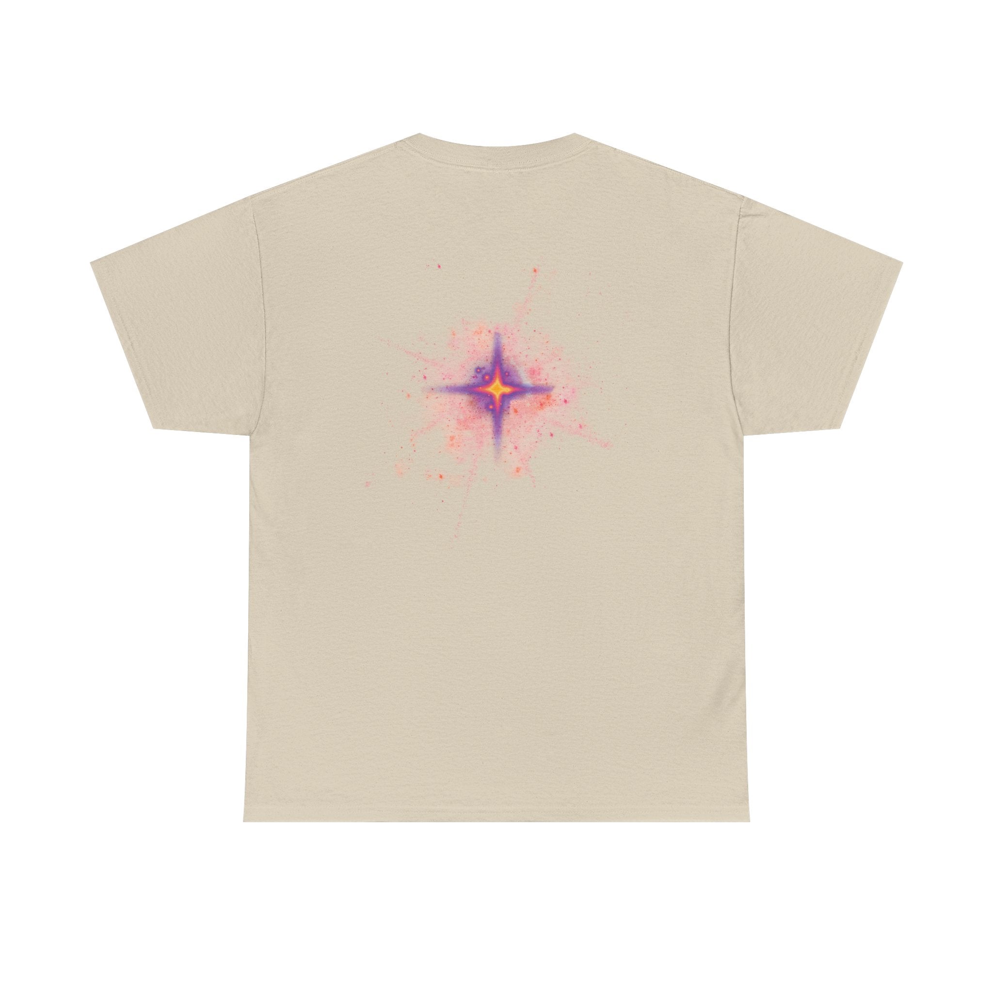 Rednova Star Tee — White Graphic T-Shirt with Retro Logo & Backburst Design