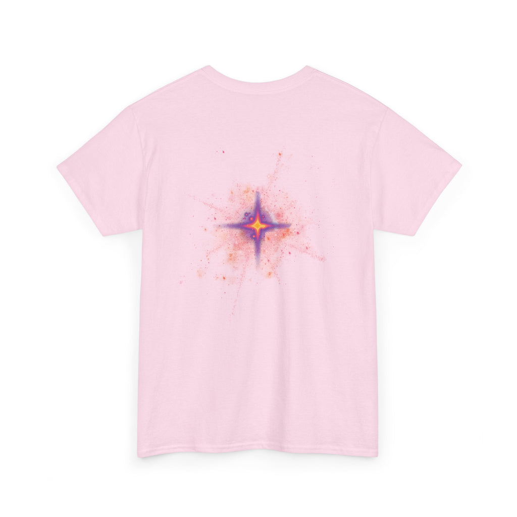 Rednova Star Tee — White Graphic T-Shirt with Retro Logo & Backburst Design