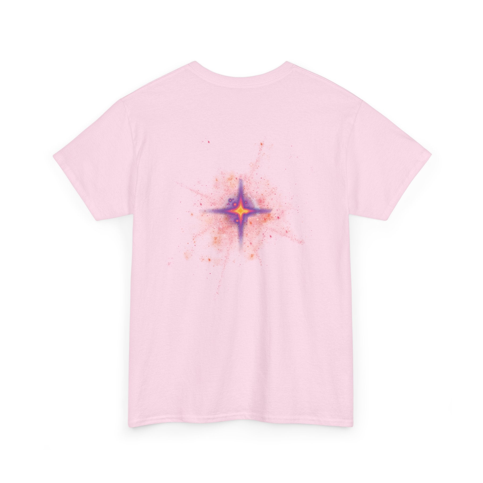 Rednova Star Tee — White Graphic T-Shirt with Retro Logo & Backburst Design